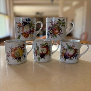 Vintage JWK Bavaria Mugs with Fruit Motif